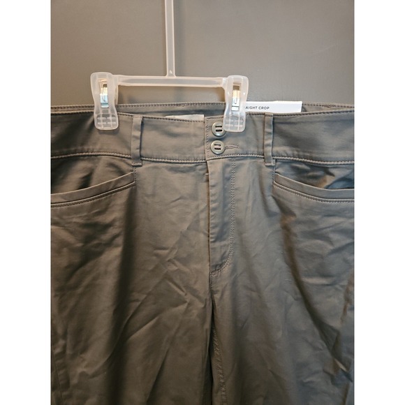 LOFT Straight Crop Pants‎ Casual Career Olive Green Size 4 NWT - Picture 2 of 7